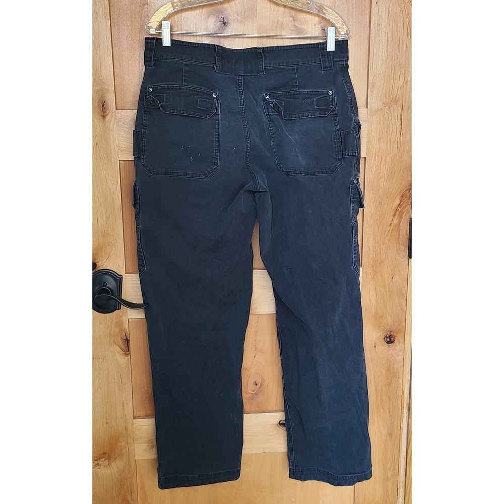 Duluth Trading Flex Fire Hose 34 x 32 Black Canvas Cargo Work Wear Pants Utility - Picture 3 of 7
